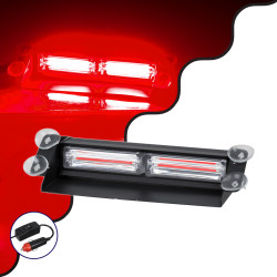 GloboStar® 85112 PRO Series Μπάρα Σήμανσης με Βεντούζες Στήριξης για Παρμπρίζ Οχήματος Πυροσβεστικής για Αυτοκίνητα & Φορτηγά 13 Προγραμμάτων Φωτισμού STROBE LED CREE CXB COB 18W DC 10-30V IP20 Κόκκινο