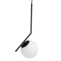 GloboStar® MONROE 00959 Μοντέρνο Κρεμαστό Φωτιστικό Οροφής Μονόφωτο 1 x E27 Μαύρο - Λευκό Μεταλλικό Μπάλα Φ15 x Υ49cm