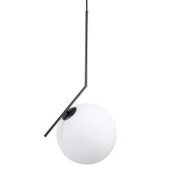 GloboStar® MONROE 00957 Μοντέρνο Κρεμαστό Φωτιστικό Οροφής Μονόφωτο 1 x E27 Μαύρο - Λευκό Μεταλλικό Μπάλα Φ30 x Υ75cm