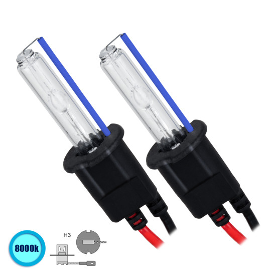 GloboStar® 84012 H3 ΣΕΤ 2 x Λάμπες Βασικού Φωτισμού Αυτοκινήτου & Μοτοσυκλέτας Xenon HID 70W 6400lm IP20 Ψυχρό Λευκό 8000K